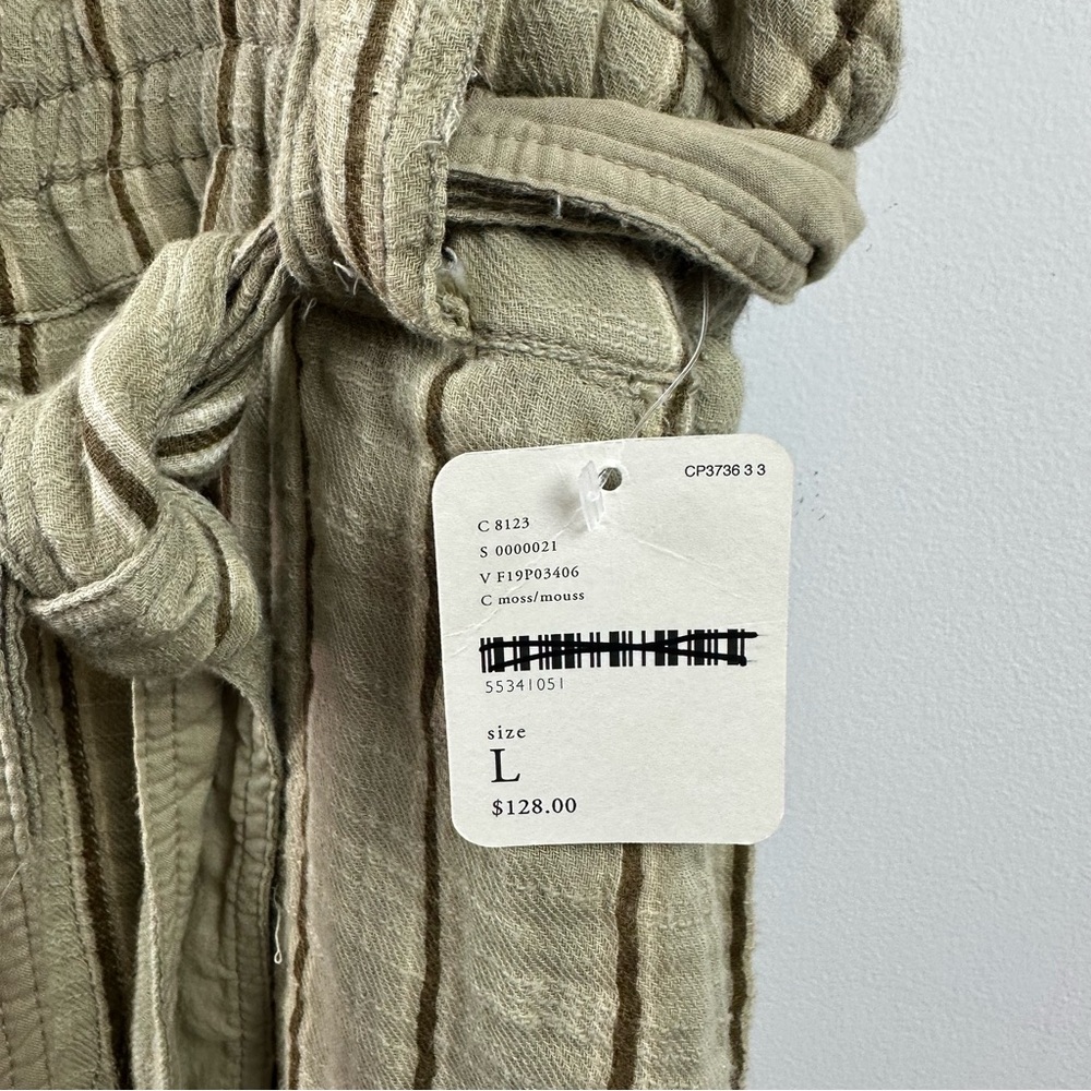 NWT Free People One Ballast Striped Belted Overall Jumpsuit Moss Large - Picture 5 of 15